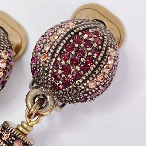 Signed Heidi Daus Fx Pearl Swarovski Crystal Rhinestone Clip On Earrings Vintage - Picture 12 of 16